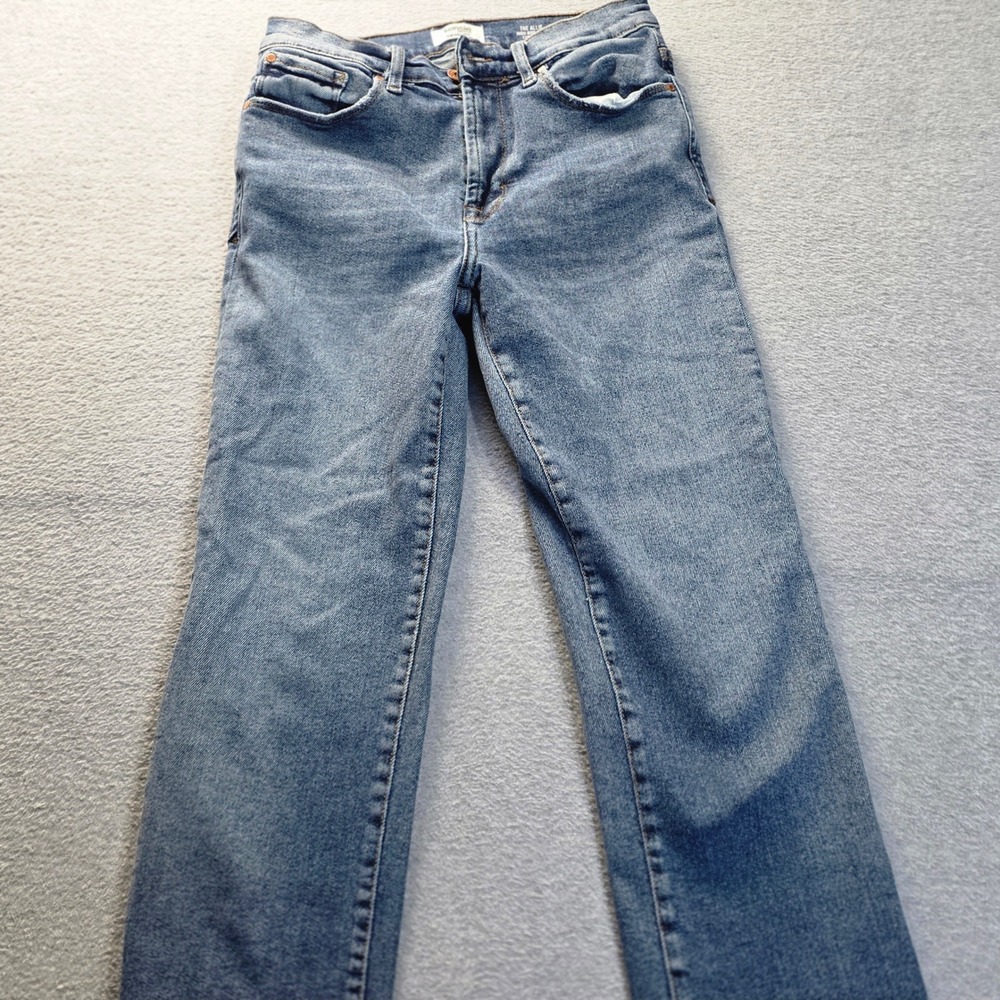 Kensie Jeans Allie High Rise Slim Straight Raw‎ Hem Womens 25 Blue Denim